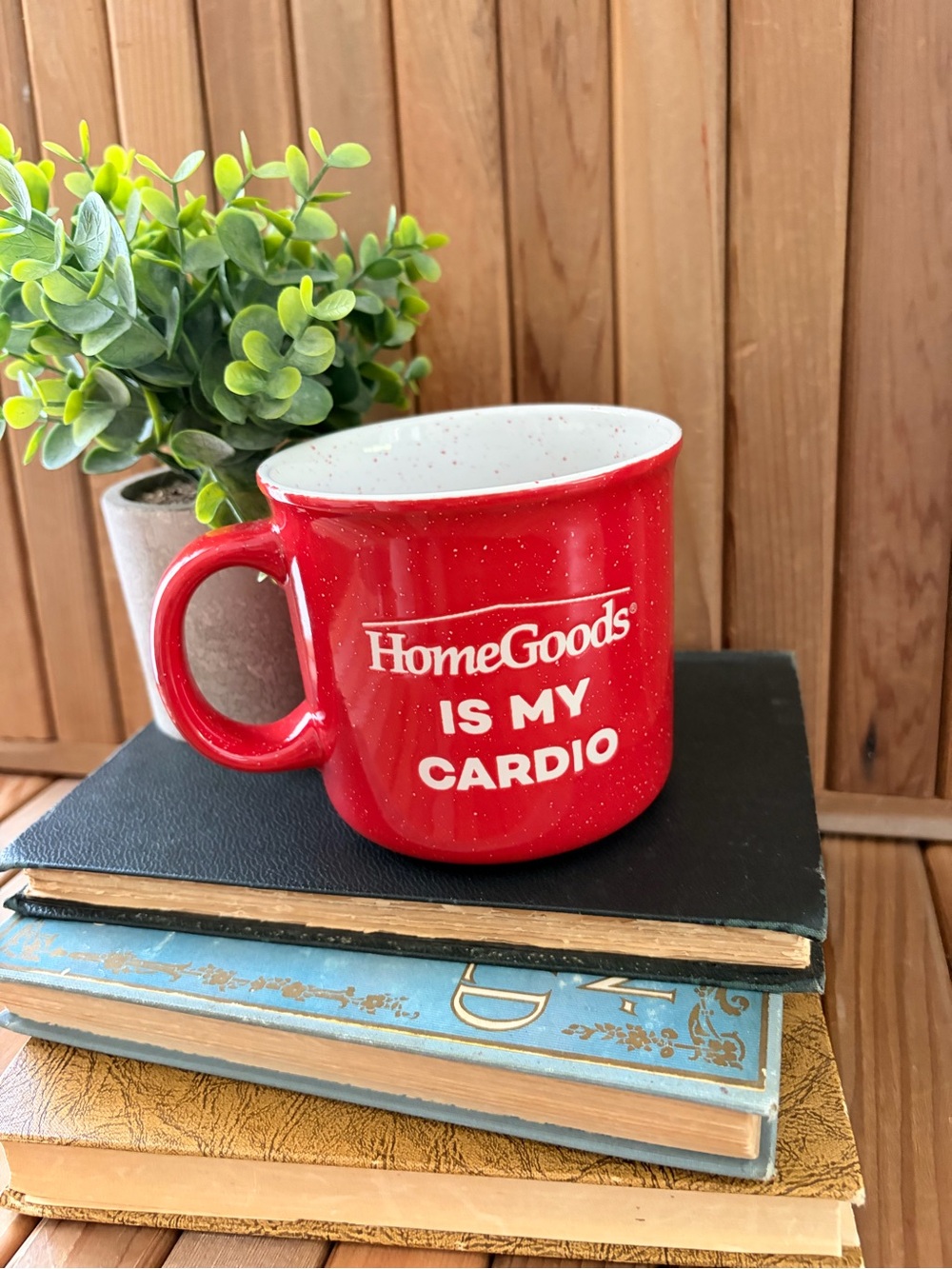 HomeGoods “Is My Cardio” Red Speckled, Ceramic Humor Mug